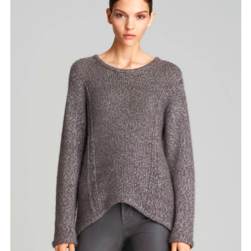 Helmut Lang charcoal gray heavyweight knit alpaca and wool sweater, size small.
